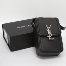 생로랑 YSL 실버 스틸 로고 래더 크로스백
