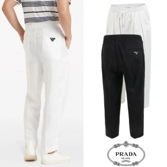 프라다 25S/S 클래식 테이퍼드 쿨 투턱 밴딩 슬랙스