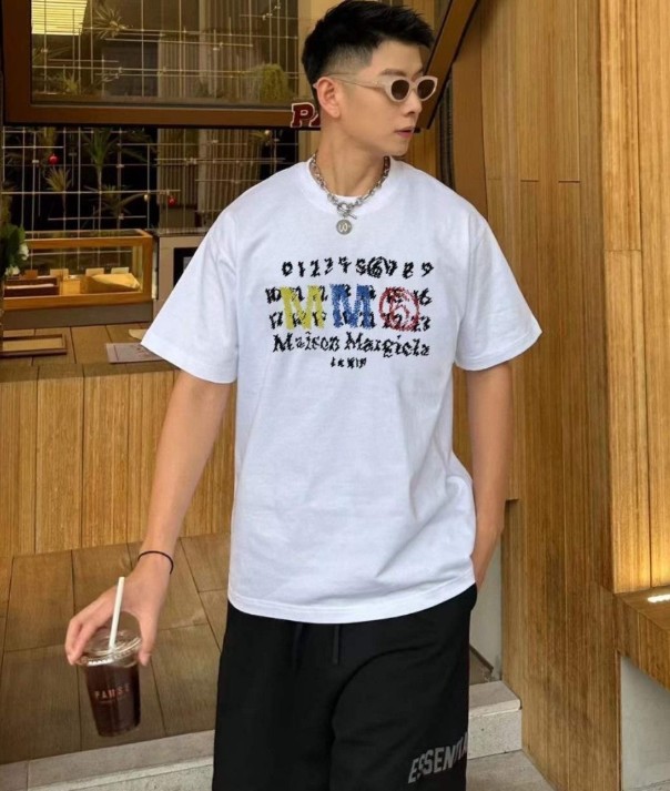 메종마르지엘라 투 레이어 필기체 넘버 프린팅 반팔티