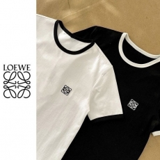 LOE 스몰로고 자수 배색티셔츠