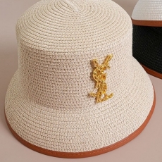생로랑 YSL 라피아 패브릭 버킷햇