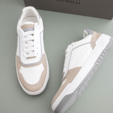 [Brunello Cucinelli] 펀칭 패널 그레이니 레더 스니커즈