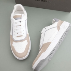 [Brunello Cucinelli] 펀칭 패널 그레이니 레더 스니커즈